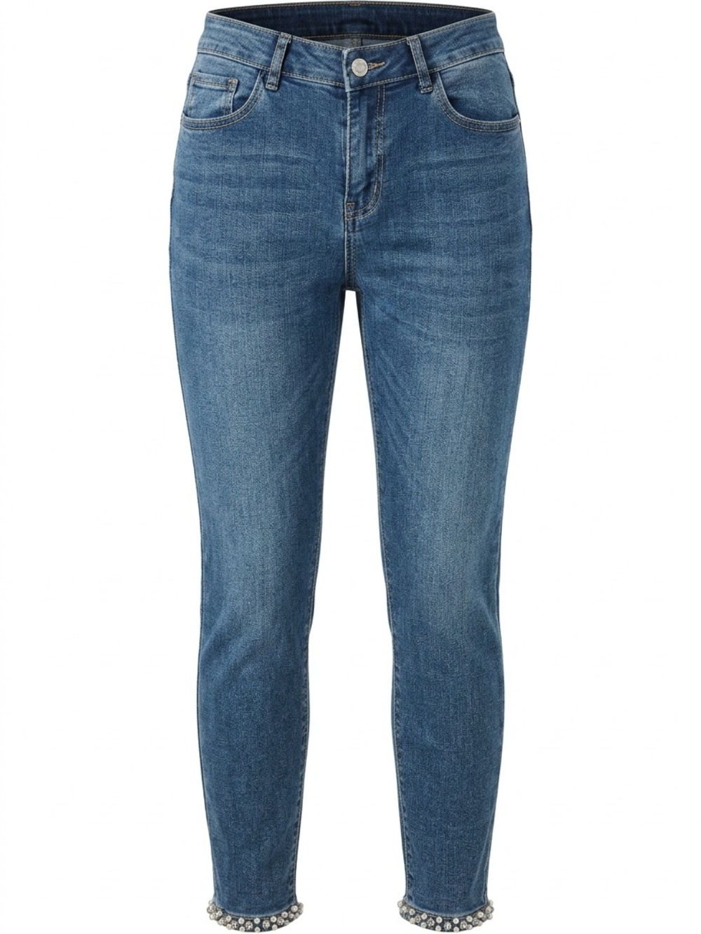 NWT Frank Lyman Design Blue Skinny Jeans with Embellished Hem
